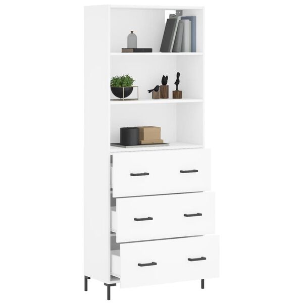 vidaXL Skř&iacute;ň highboard b&iacute;l&aacute; 69,5 x 34 x 180 cm kompozitn&iacute; dřevo