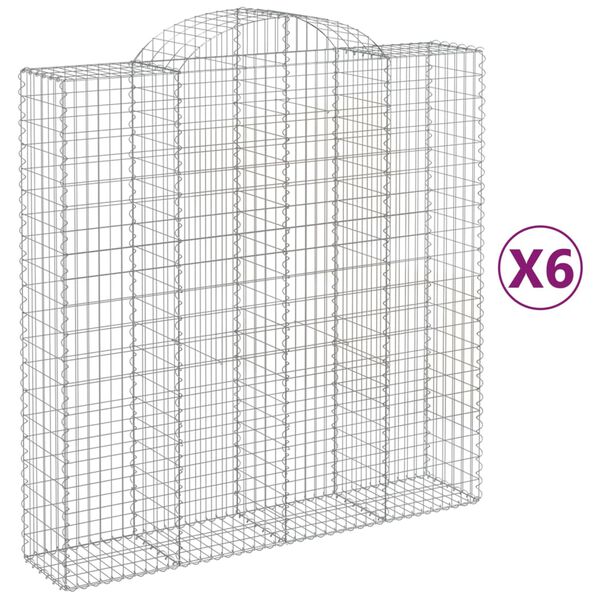 vidaXL Klenuté gabionové koše 6 ks 200x50x200/220cm pozinkované železo