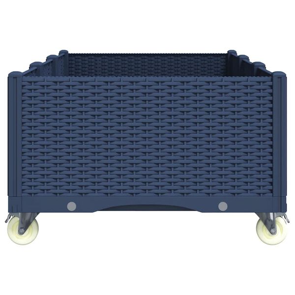 vidaXL Zahradn&iacute; truhl&iacute;k na kolečk&aacute;ch modr&aacute; &scaron;ed&aacute; 150 x 80 x 54 cm PP