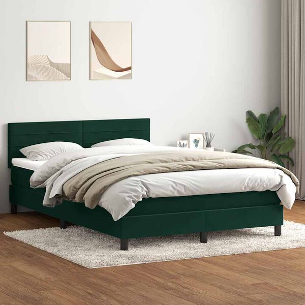 vidaXL Box spring postel s matrac&iacute; tmavě zelen&aacute; 160x210 cm samet