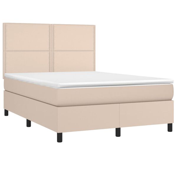 vidaXL Box spring postel s matrac&iacute; cappuccino 140x200 cm uměl&aacute; kůže