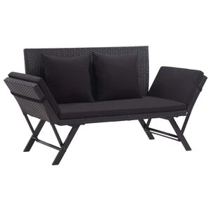 vidaXL Zahradn&iacute; lavice s podu&scaron;kami 176 cm čern&aacute; polyratan