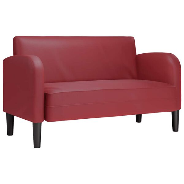 vidaXL Loveseat Sofa V&iacute;nově červen&aacute; 110 cm uměl&aacute; kůže