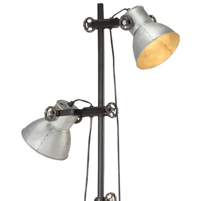 vidaXL Podlahová lampa se 2 svítidly stříbrná E27 litina
