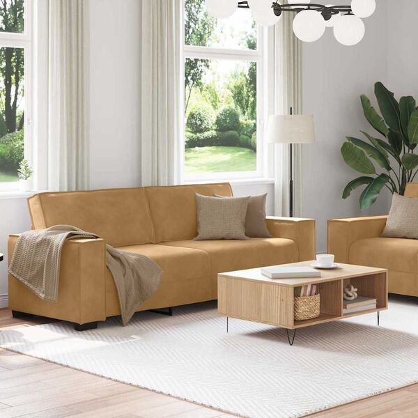 vidaXL 2d&iacute;ln&aacute; sedac&iacute; souprava s podu&scaron;kami hněd&aacute; samet