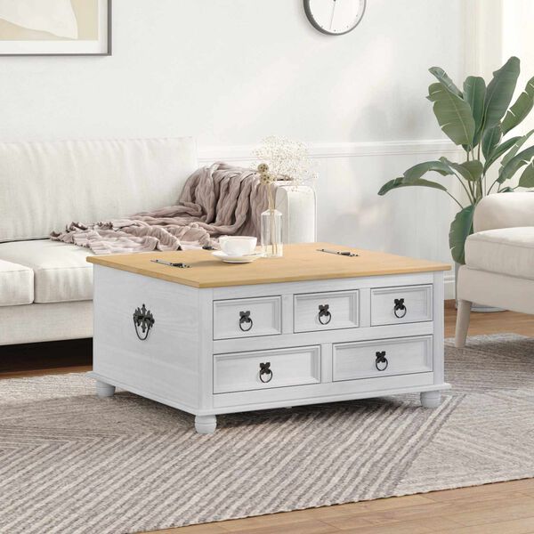 vidaXL storage box s polic&iacute; B&iacute;l&aacute; 90 x 78 x 45 cm Masivn&iacute; borov&eacute; dřevo