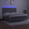 vidaXL Box spring postel s matrac&iacute; a LED světle &scaron;ed&aacute; 160x200 cm samet