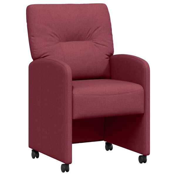 vidaXL J&iacute;deln&iacute; židle na kolečk&aacute;ch 2 pcs v&iacute;nov&aacute; červen&aacute; 57 x 67 x 95 cm