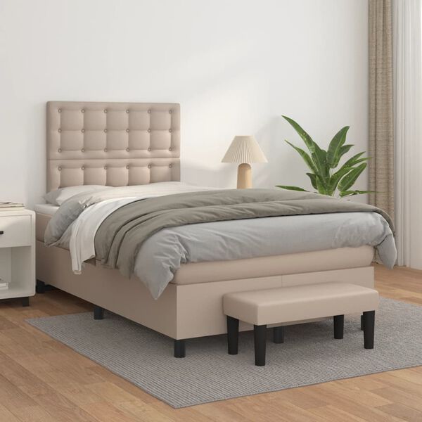 vidaXL Box spring postel s matrac&iacute; cappuccino 120x190 cm uměl&aacute; kůže