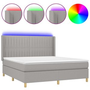 vidaXL Box spring postel s matrac&iacute; a LED světle &scaron;ed&aacute; 160x200 cm textil