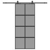 vidaXL Posuvn&eacute; dveře se sadou kov&aacute;n&iacute; čern&eacute; 90x205 cm Tvrzen&eacute; sklo