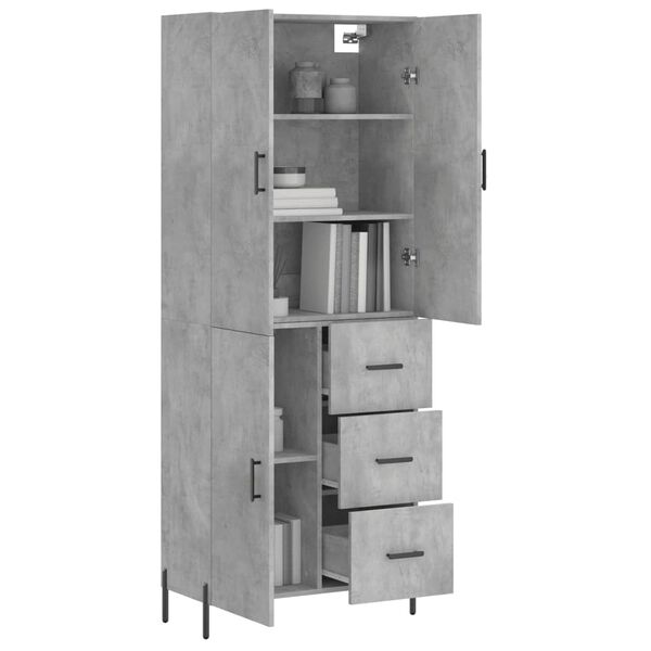 vidaXL Skř&iacute;ň highboard betonově &scaron;ed&aacute; 69,5x34x180 cm kompozitn&iacute; dřevo