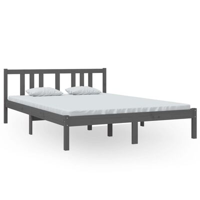 vidaXL Rám postele šedý masivní dřevo 140 x 200 cm