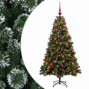 vidaXL Uměl&yacute; v&aacute;nočn&iacute; stromek s baňkami 120 cm 150 LED Tepl&aacute; b&iacute;l&aacute;