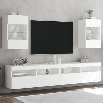 vidaXL Nástěnné TV skříňky s LED osvětlením 2 ks bílé 40x30x60,5 cm