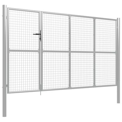 vidaXL Zahradní plotová brána ocel 350 x 175 cm stříbrná