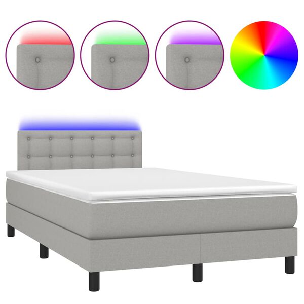 vidaXL Box spring postel s matrac&iacute; a LED světle &scaron;ed&aacute; 120x190 cm textil