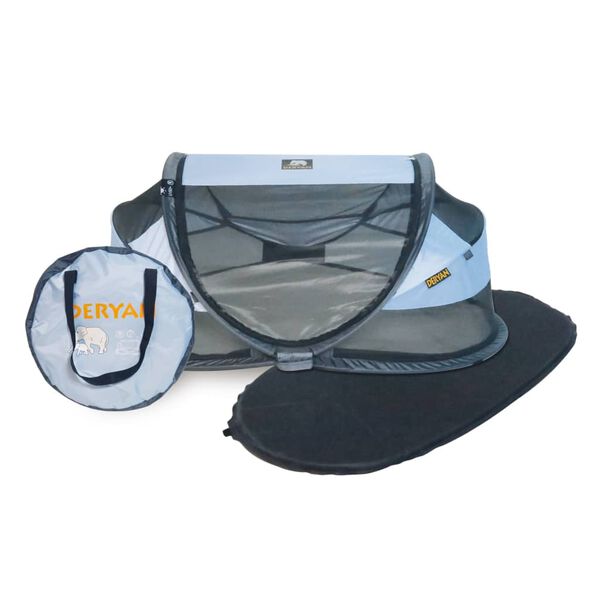 DERYAN Cestovn&iacute; pop-up post&yacute;lka Baby Luxe s moskyti&eacute;rou modr&aacute;