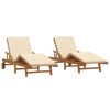 vidaXL Slunečn&iacute;k 2 pcs B&eacute;žov&aacute; 200 x 67 x 84 cm Masivn&iacute; ak&aacute;tov&eacute; dřevo