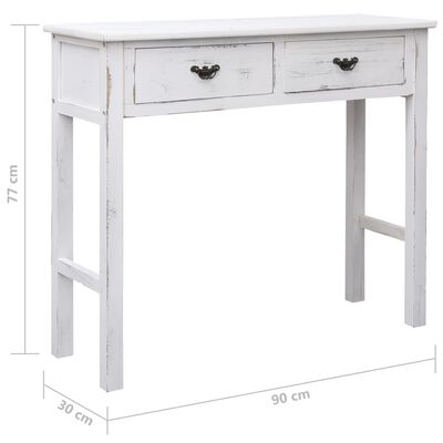 vidaXL Konzolový stolek bílý s patinou 90 x 30 x 77 cm dřevo
