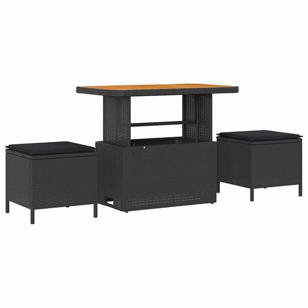 vidaXL Sada zahradn&iacute;ch pohovek s pol&scaron;t&aacute;řem s &uacute;loži&scaron;těm 10 pcs Čern&aacute;