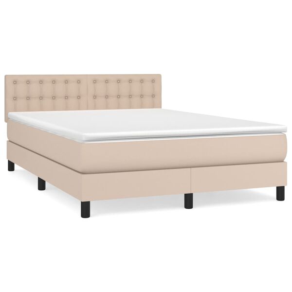 vidaXL Box spring postel s matrac&iacute; cappuccino 140x200 cm uměl&aacute; kůže