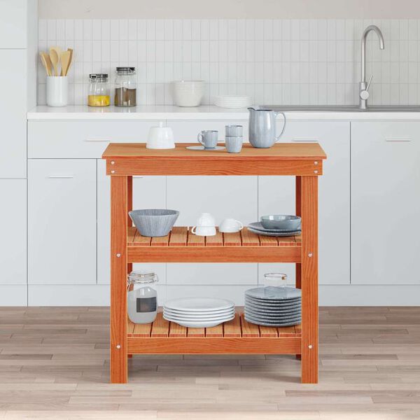 vidaXL Pracovn&iacute; stůl s polic&iacute; Voskově hněd&aacute; 78,5 x 50 x 80 cm