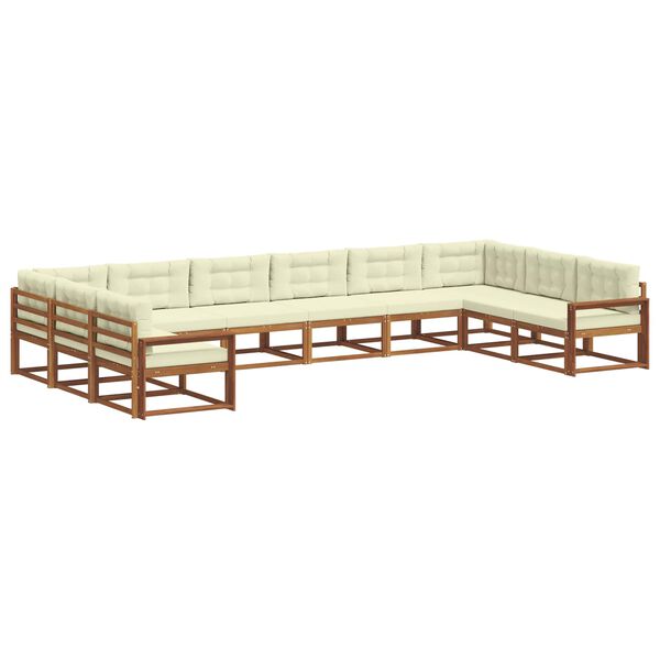 vidaXL Venkovn&iacute; pohovkov&aacute; souprava 10 pcs Přirozen&aacute; a Kr&eacute;mov&aacute;