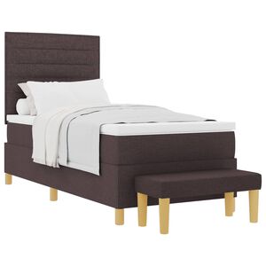 vidaXL Postel s boxspringem s čelo Tmavě hněd&aacute; 200 x 90 cm textil