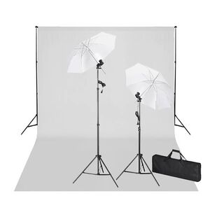 vidaXL Studiov&aacute; sada se světly a b&iacute;l&yacute;m pozad&iacute;m 600 x 300 cm