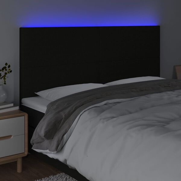 vidaXL Čelo postele s LED čern&eacute; 180x5x118/128 cm textil