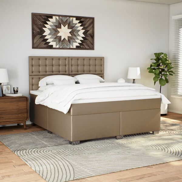 vidaXL Box spring postel s matrac&iacute; cappuccino 180 x 200 cm uměl&aacute; kůže