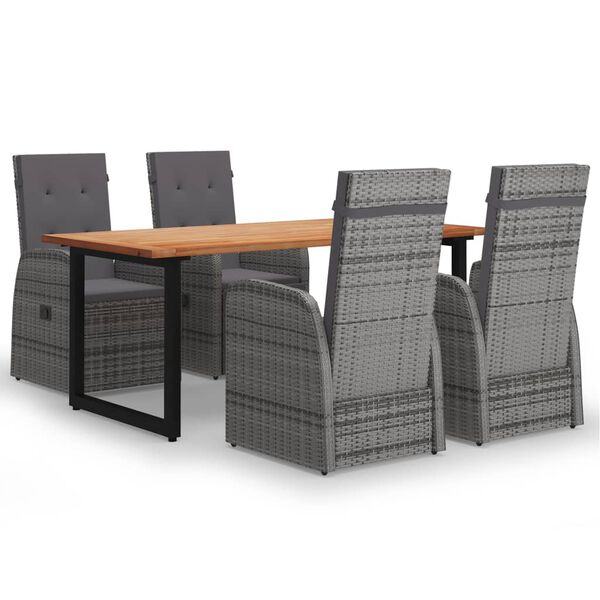 vidaXL 5d&iacute;ln&yacute; zahradn&iacute; j&iacute;deln&iacute; set s podu&scaron;kami polyratan &scaron;ed&yacute;