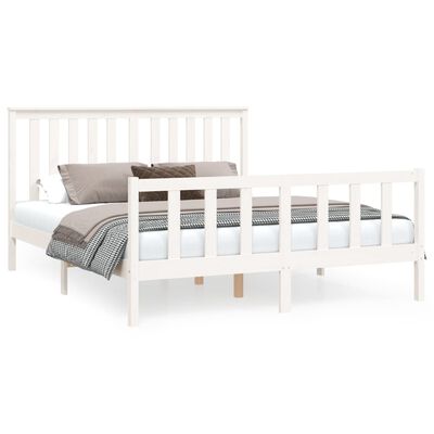 vidaXL Rám postele s čelem bílý 160 x 200 cm masivní borové dřevo