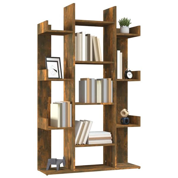 vidaXL Knihovna kouřov&yacute; dub 86 x 25,5 x 140 cm kompozitn&iacute; dřevo