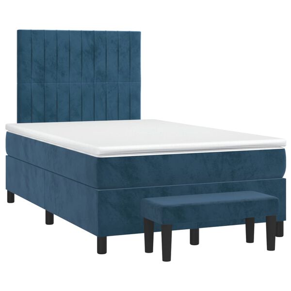 vidaXL Box spring postel s matrac&iacute; tmavě modr&aacute; 120x190 cm samet