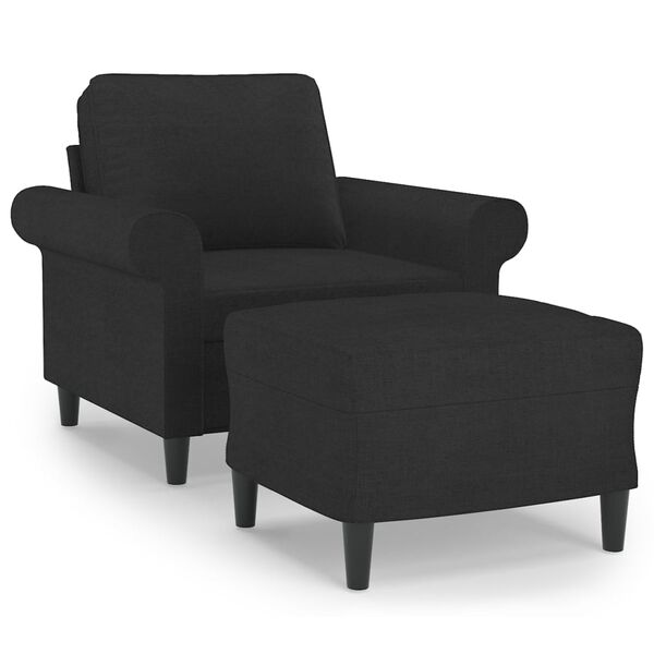 vidaXL Křeslo s podnožkou čern&eacute; 60 cm textil