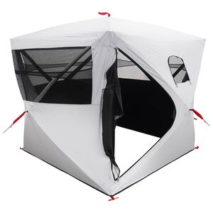 vidaXL Loveck&yacute; stan B&iacute;l&yacute; blackout pro 2 osoby Polyester a ocel