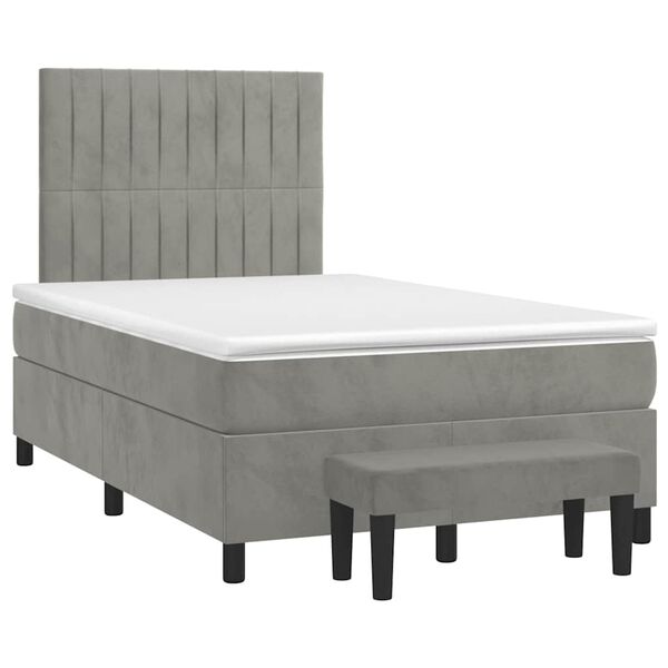 vidaXL Box spring postel s matrac&iacute; světle &scaron;ed&aacute; 120x190 cm samet