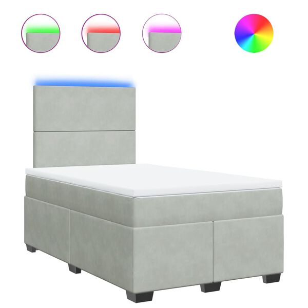 vidaXL Box spring postel s matrac&iacute; světle &scaron;ed&aacute; 120x190 cm samet