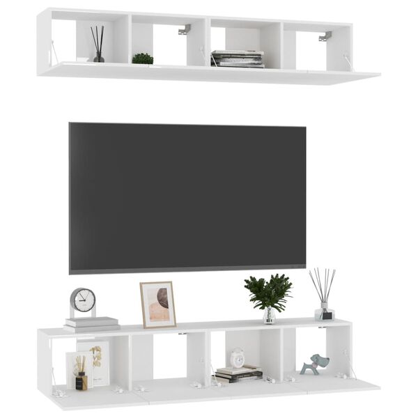 vidaXL TV skříňky 4 ks bílé vysoký lesk 80x30x30 cm kompozitní dřevo