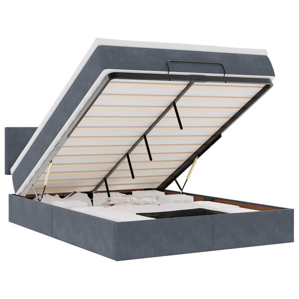 vidaXL Osmansk&yacute; r&aacute;m postele s matrac&iacute; tmavě &scaron;ed&aacute; 140x190cm samet