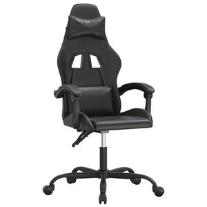 vidaXL Otočn&aacute; hern&iacute; židle s podnožkou čern&aacute; uměl&aacute; kůže