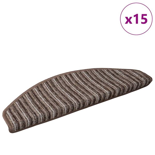 vidaXL Samolepic&iacute; schodov&eacute; rohože 15 pcs Hněd&aacute; 65 x 21 x 4 cm