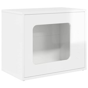 vidaXL Kočič&iacute; dům Leskl&aacute; B&iacute;l&aacute; 51 x 30 x 42,5 cm Kompozitn&iacute; dřevo