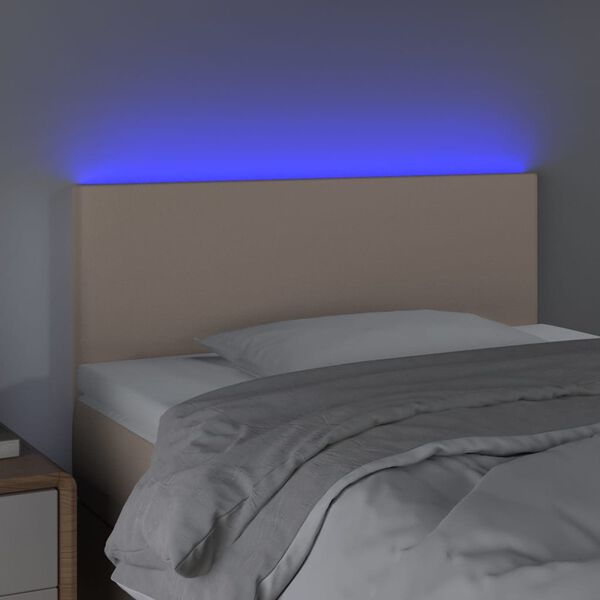 vidaXL Čelo postele s LED cappuccino 100x5x78/88 cm uměl&aacute; kůže