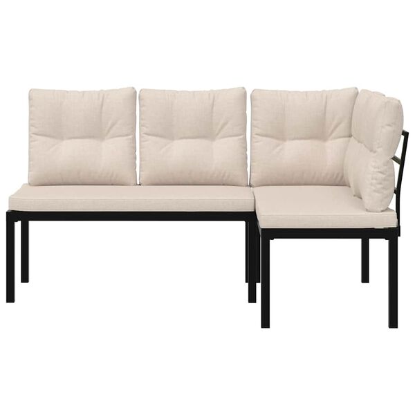 vidaXL Zahradn&iacute; lavice 2 ks s podu&scaron;kami čern&eacute; pr&aacute;&scaron;kově lakovan&aacute; ocel