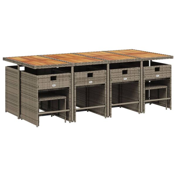 vidaXL 13d&iacute;ln&yacute; zahradn&iacute; j&iacute;deln&iacute; set s podu&scaron;kami &scaron;ed&yacute; polyratan