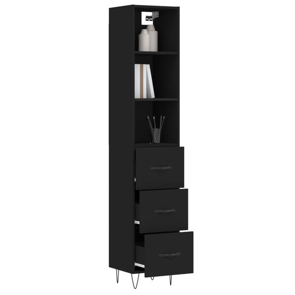 vidaXL Skř&iacute;ň highboard čern&aacute; 34,5 x 34 x 180 cm kompozitn&iacute; dřevo
