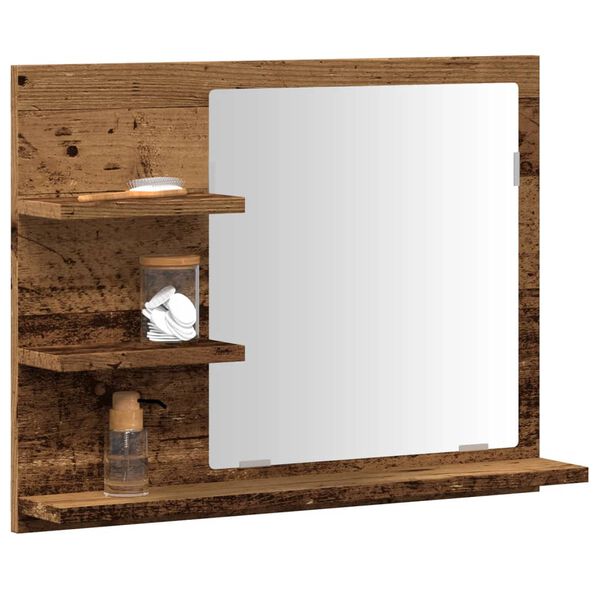 vidaXL Koupelnová skříňka se zrcadlem old wood 60 x 10,5 x 45 cm